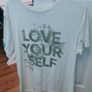 Lucky Brand White and Green Graphic T-Shirt